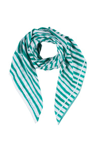 Aloha Linen Scarf in Dunmore turquoise stripe